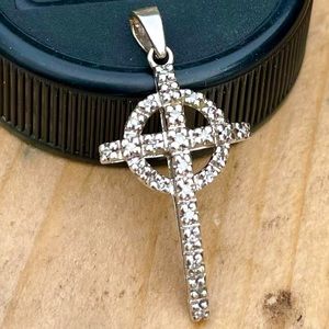 Vintage Solvar 14K White Gold Celtic Cross Pendant